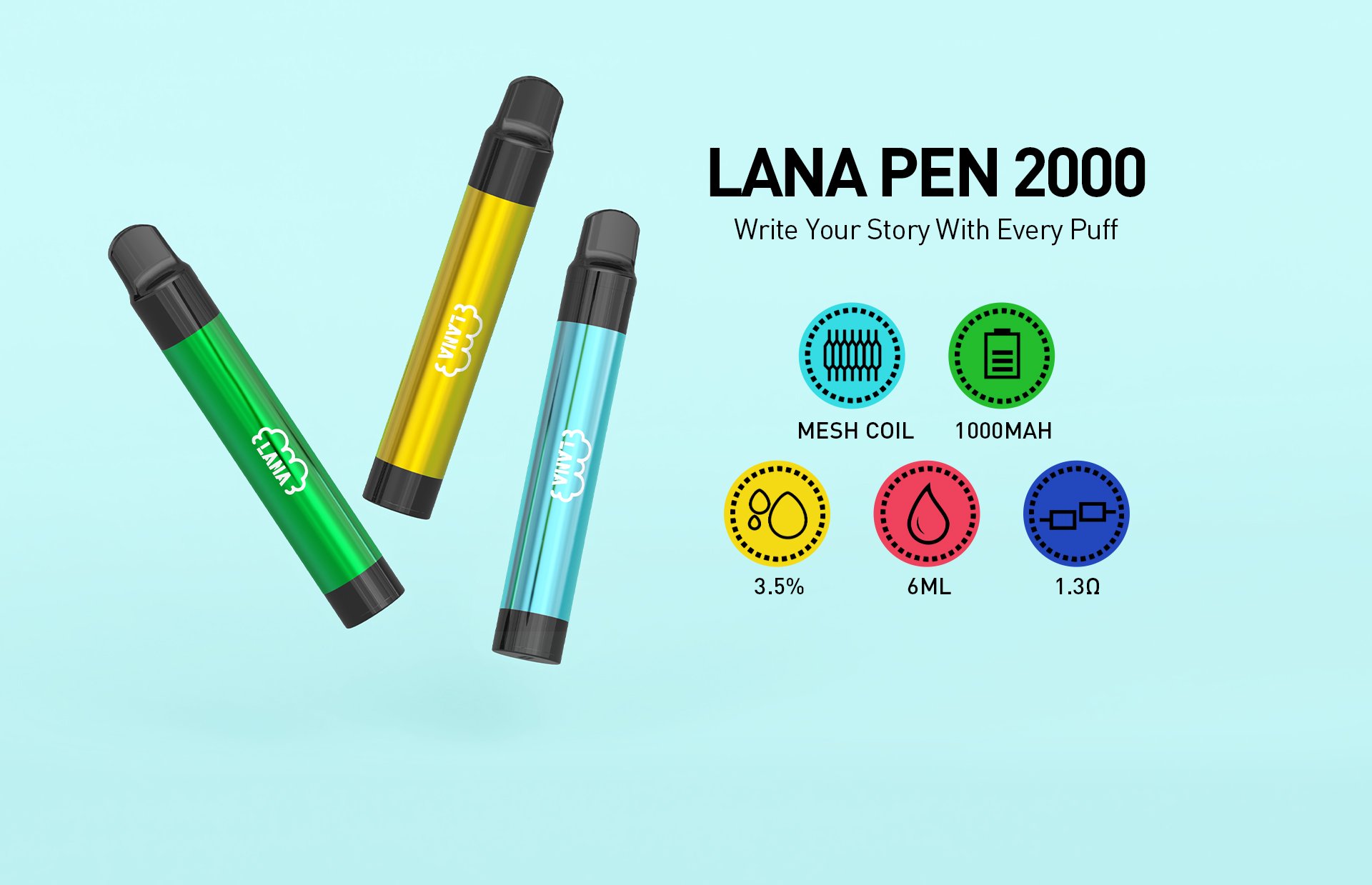 LANA PEN 2000 Puff一次性大容量電子煙|19種口味可選・約2000口吸食|VapeShopee專賣-1 LANA PEN 2000 Puff一次性大容量電子煙|19種口味可選・約2000口吸食|VapeShopee專賣-1