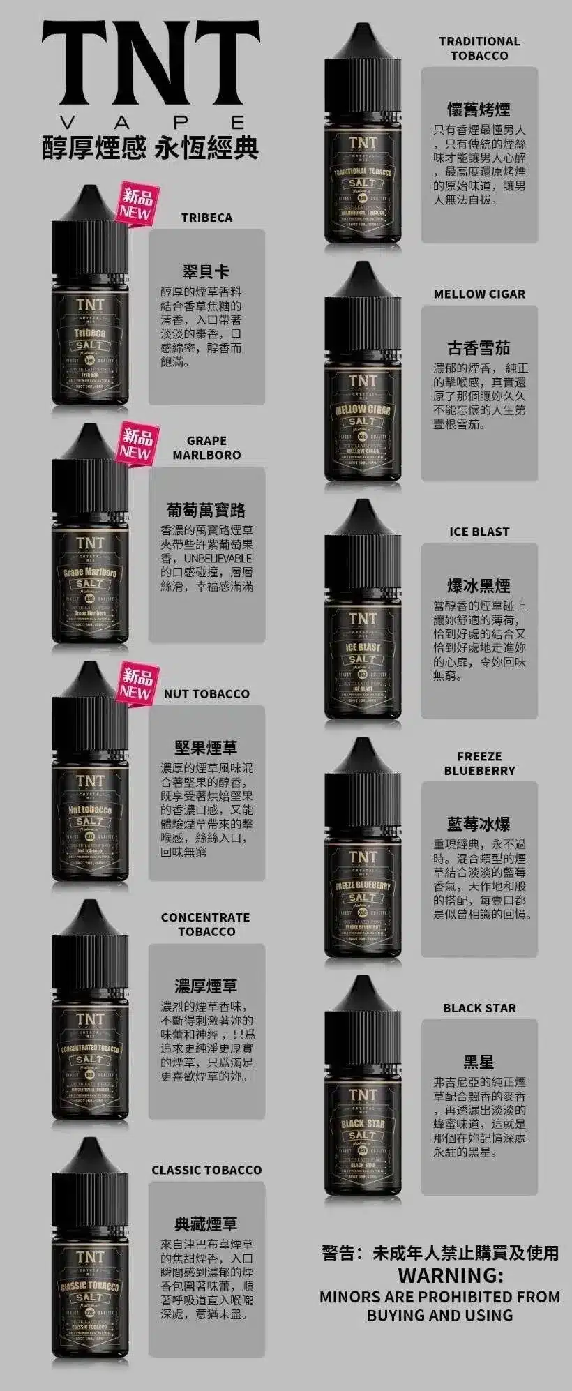 TNT 菸草系列30ML 小煙油煙感濃郁｜買五送一促銷-1